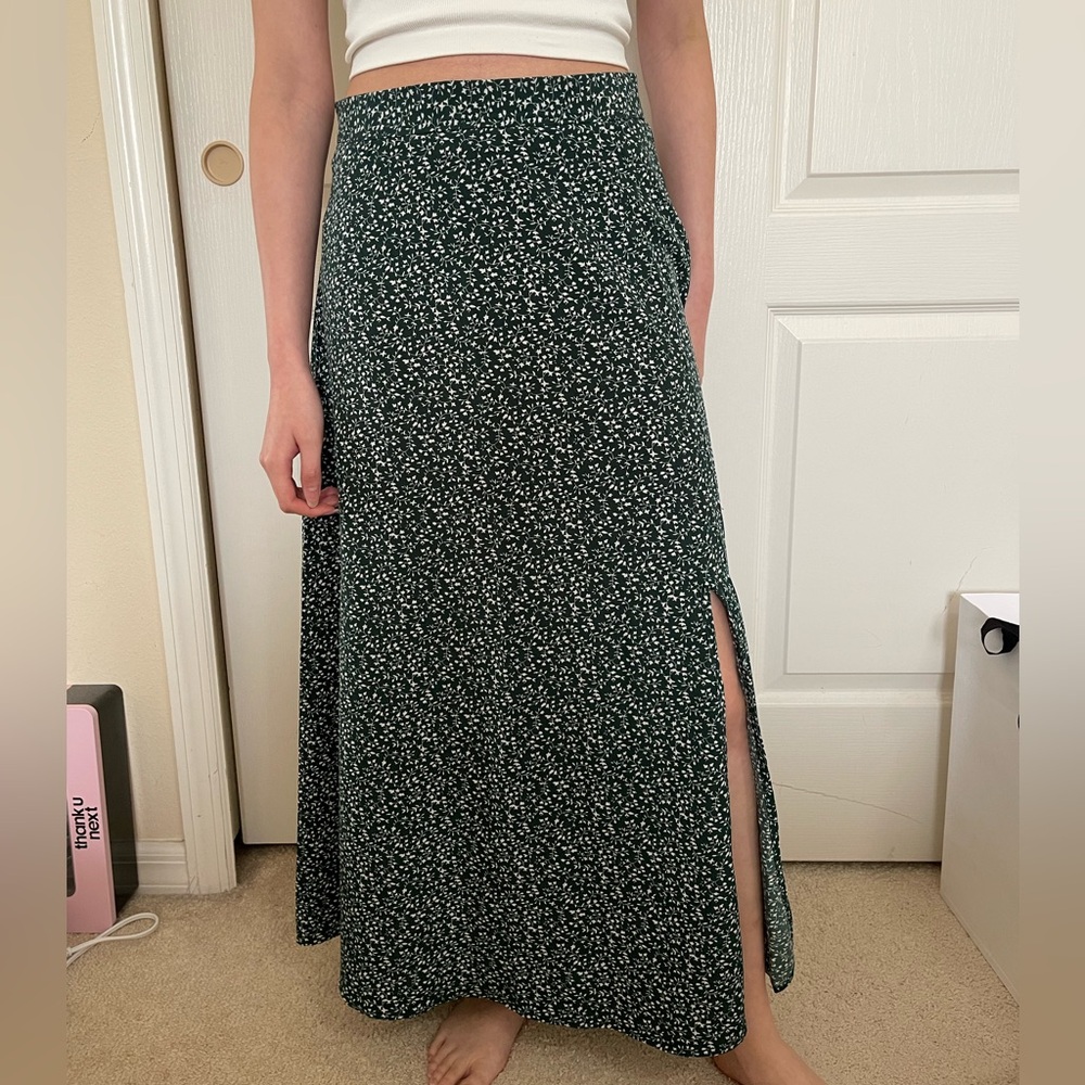 Shein Green Floral Maxi Skirt